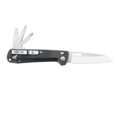 Leatherman STE-832666 Navaja Multiusos Free K4 de alta gama de filo liso con 9 funciones incorporadas hoja de acero inoxidable 420HC de 8,4 cm y mango de aluminio de color gris oscuro . Incluye clip de bolsillo